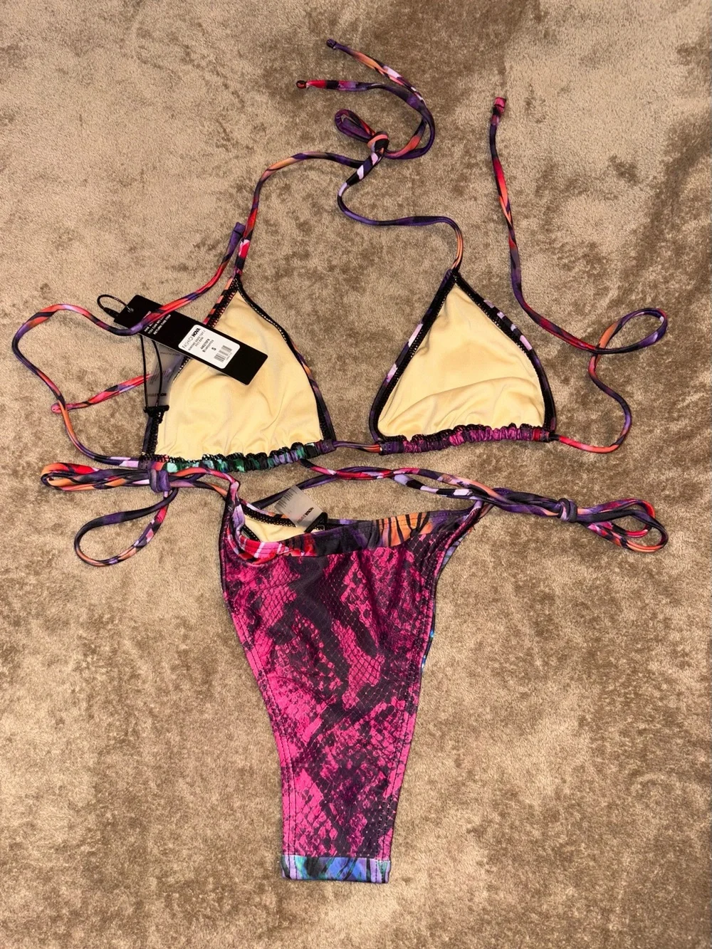 Colorful Animal Print Tie-Side Bikini Set